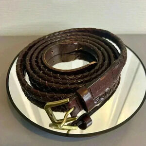 “LA Martina” Men’s Skinny Leather Braided Belt w/ Brass Hardware Size XL